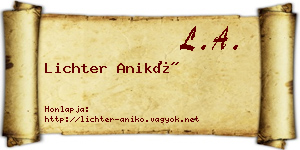 Lichter Anikó névjegykártya
